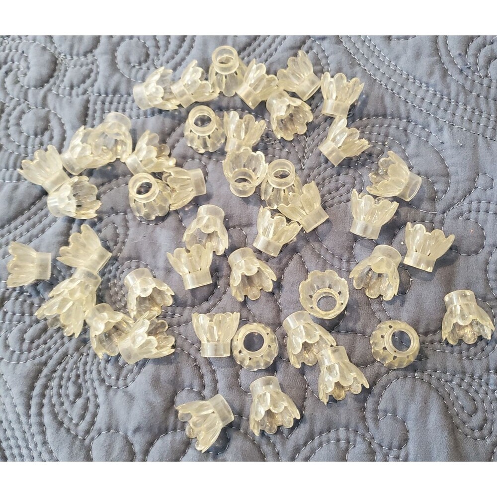 Vintage String Light Reflector Cover Lot 44 Clear Flower Shape Christmas Holiday